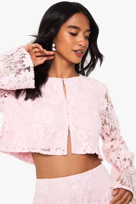 Petite Crochet Long Sleeve And Mini Skirt Co ord - Image 4