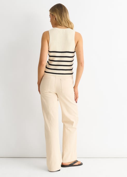 Mono Stripe Stickad Midjejacka Vest - Image 4