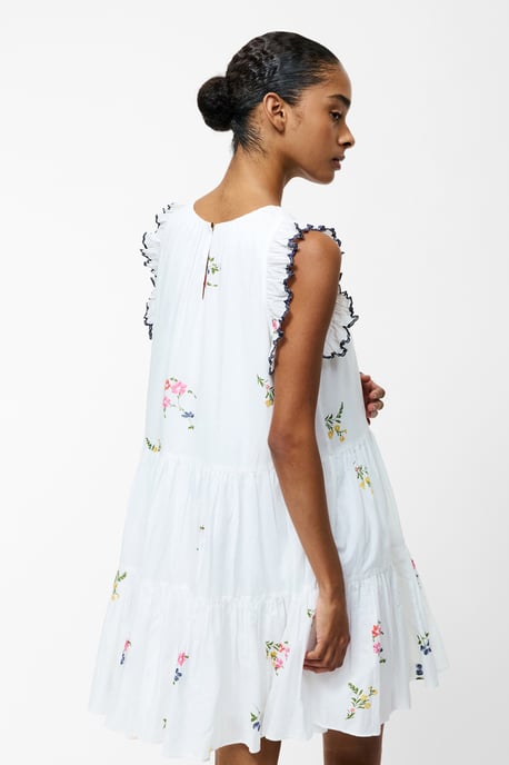 White Tiered Floral Print Ruffle Mini Dress - Image 2