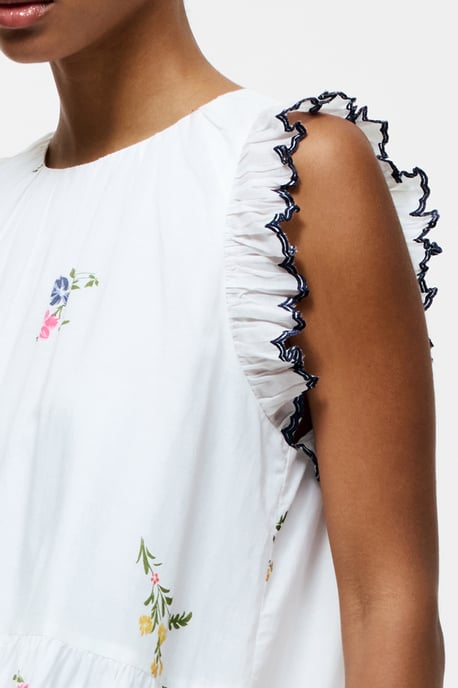 White Tiered Floral Print Ruffle Mini Dress - Image 3