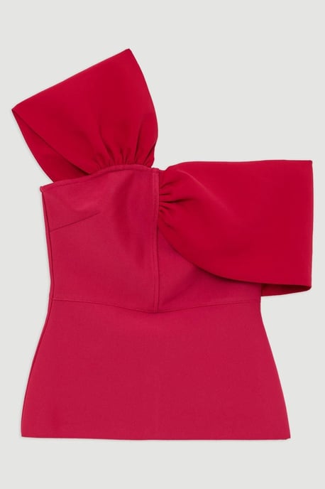 Figure Form Bandage Knit Asymmetric Strap Top - Image 4