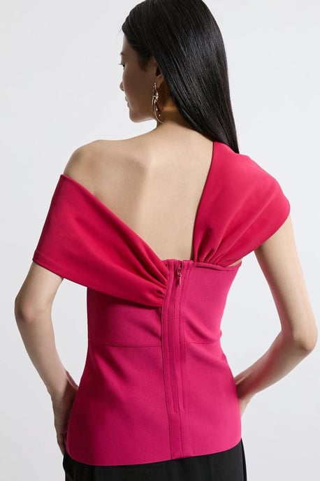 Figure Form Bandage Knit Asymmetric Strap Top - Image 5