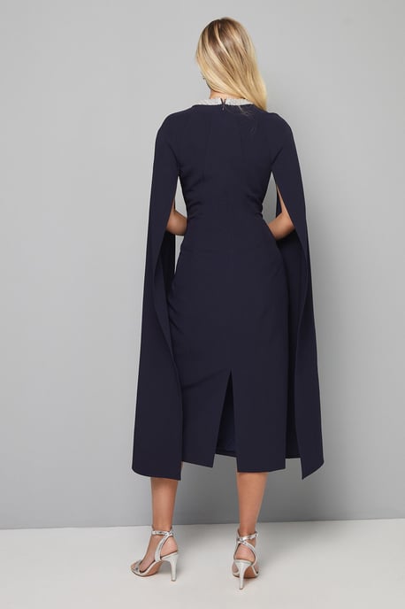 Petite Embellished Seam Detail Cape Sleeve Dress - Image 3