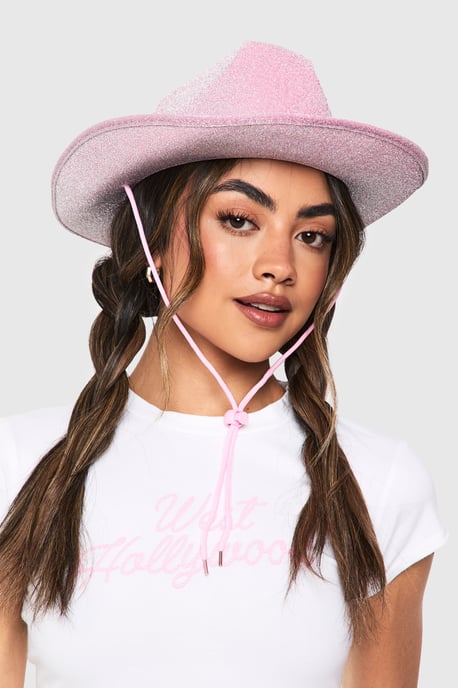 Pink Glitter Cowboy Hat - Image 1