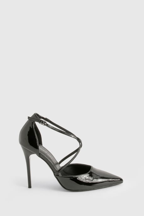 Patent Crossover Strap Court Shoes - Image 3