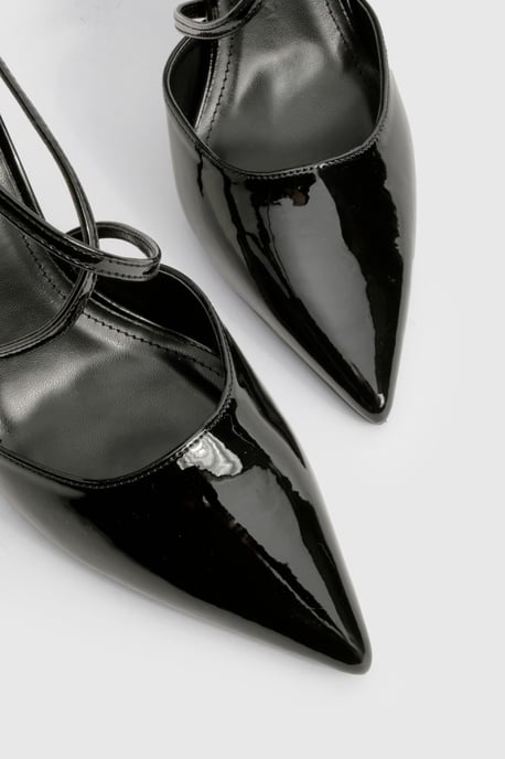 Patent Crossover Strap Court Shoes - Image 5