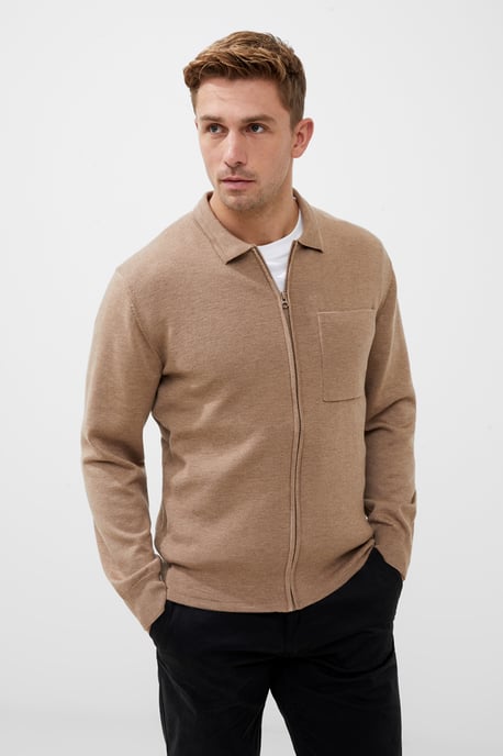 Natural Zip-Through Knit Jumper - Image 1