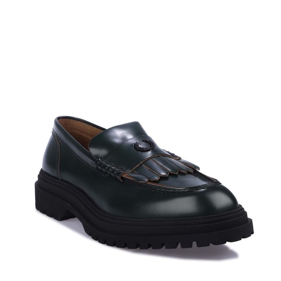 Men's Fred Perry Leather Loafers in Green - Image 2