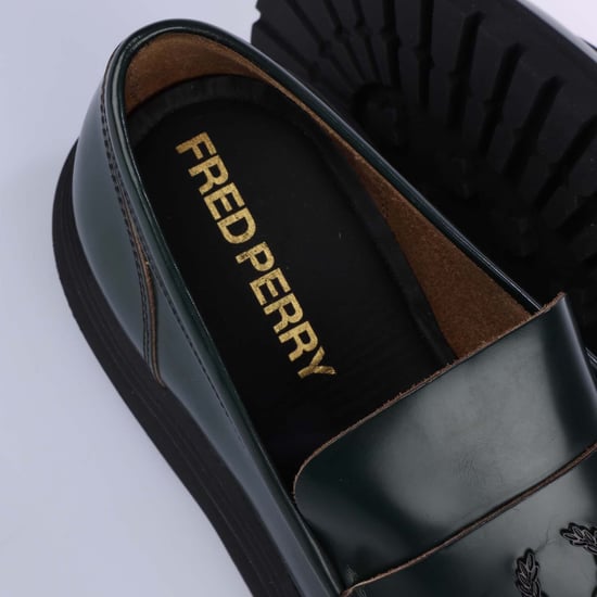 Men's Fred Perry Leather Loafers in Green - Image 6