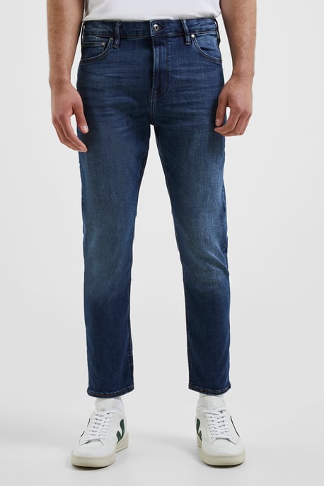 Dark Blue Cotton Slim Fit Stretch Jeans - Image 1