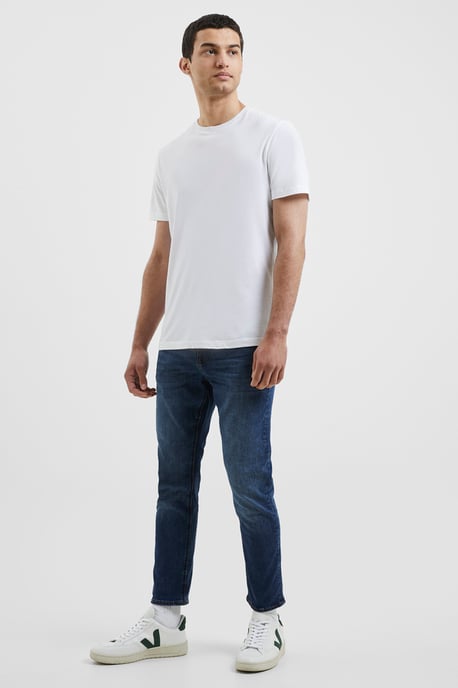 Dark Blue Cotton Slim Fit Stretch Jeans - Image 2