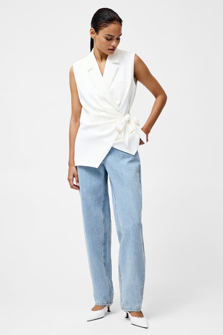 White Self-Tie Collared Waistcoat - Image 3