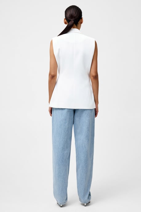 White Self-Tie Collared Waistcoat - Image 4