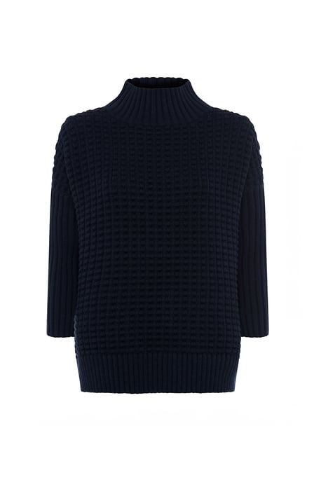Dark Navy Ribbed Knit Oversized Jumper - Image 4