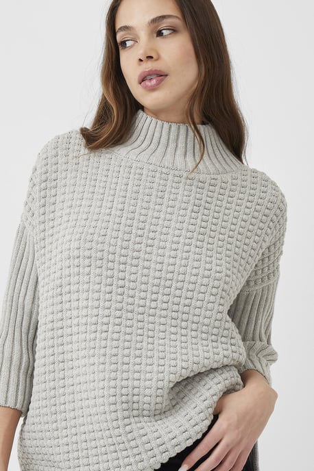 Grey Ribbed Knit Oversized Jumper - Image 2