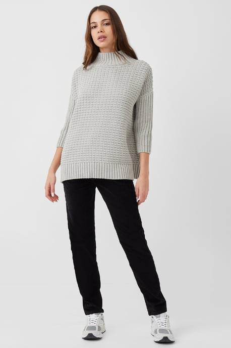 Grey Ribbed Knit Oversized Jumper - Image 3