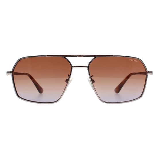 Police Aviator Mens Shiny Ruthenium Brown Gradient Blue SPLL86M Origins Classic 2 - Image 1