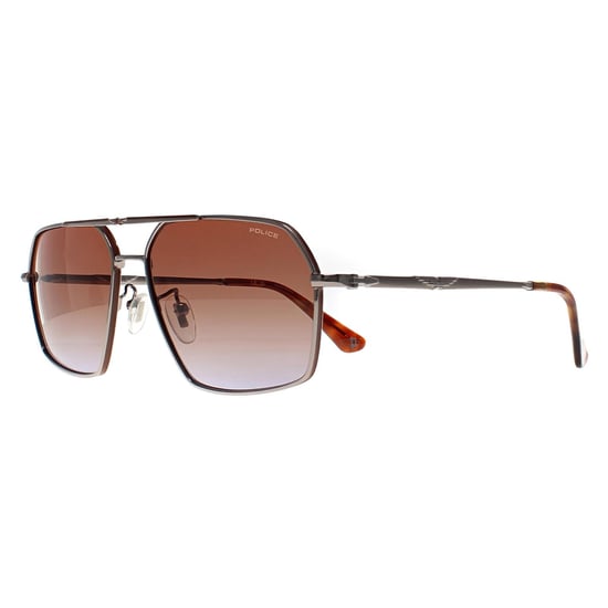 Police Aviator Mens Shiny Ruthenium Brown Gradient Blue SPLL86M Origins Classic 2 - Image 2