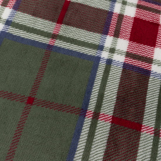 Wylder Nature Braemar Sherpa Tartan Fleece, 140 cm x 180 cm, Green - Image 4