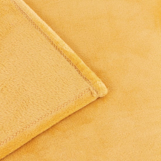 Furn Plain Harrow Fleece Throw, 140 cm x 180 cm, Yellow - Image 2