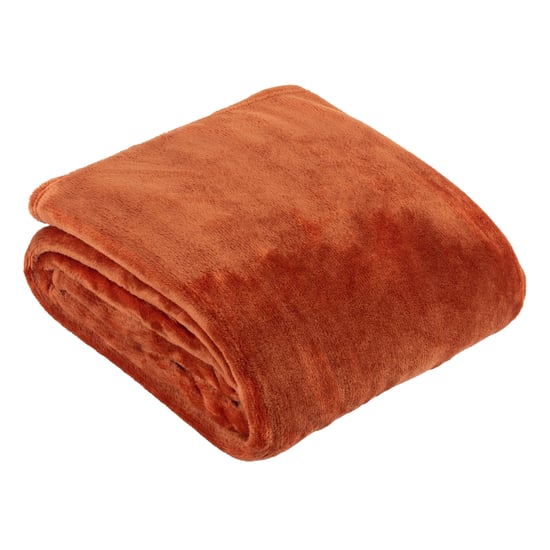 Furn Plain Harrow Fleece Throw, 140 cm x 180 cm, Orange - Image 1
