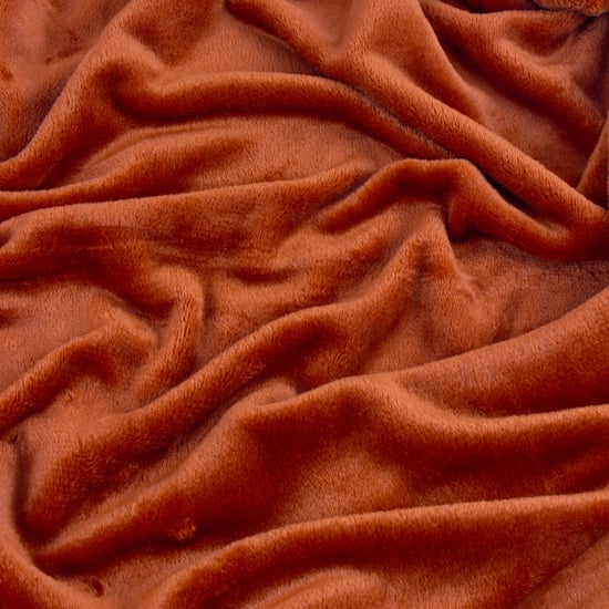 Furn Plain Harrow Fleece Throw, 140 cm x 180 cm, Orange - Image 3