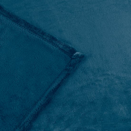 Furn Plain Harrow Fleece Throw, 140 cm x 180 cm, Blue - Image 2