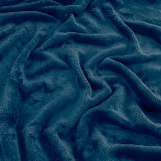 Furn Plain Harrow Fleece Throw, 140 cm x 180 cm, Blue - Image 3