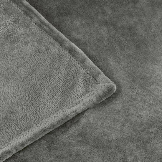 Furn Plain Harrow Fleece Throw, 140 cm x 180 cm, Grey - Image 2