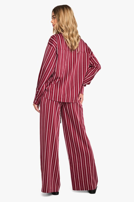 Pinstripe Wide Leg Drawcord Waist Trousers - Image 2