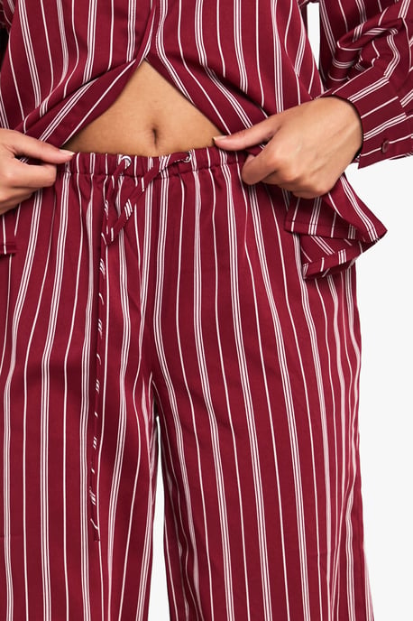 Pinstripe Wide Leg Drawcord Waist Trousers - Image 4