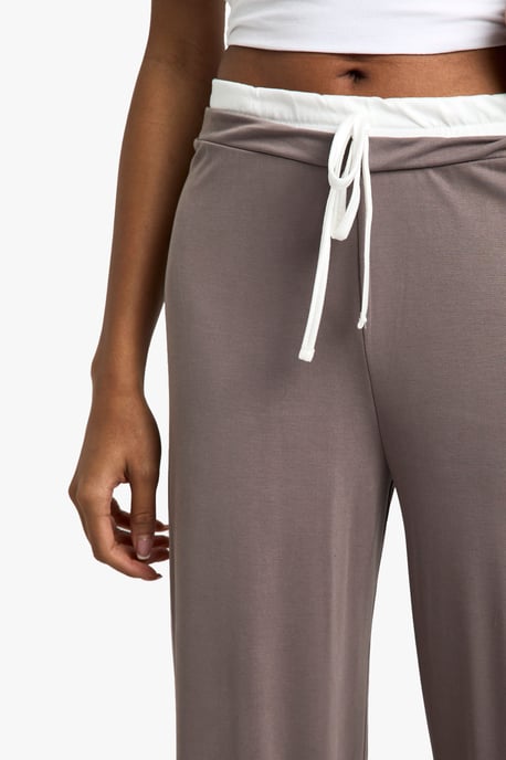 Peached Jersey Exposed Waistband Wide Leg Trouser - Image 4