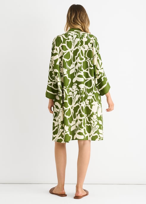 Green Summer Border Printed Beach Kimono - Image 4