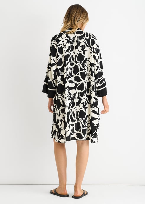 Svart Sommar Border Tryckt Beach Kimono - Image 4