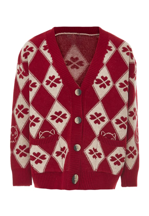 Mymo Vest vrouwen rood wol wit - Image 1