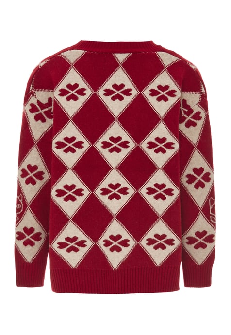 Mymo Vest vrouwen rood wol wit - Image 2