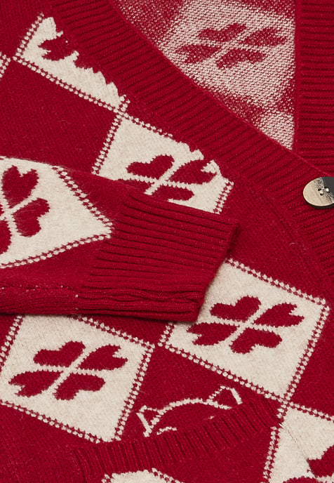 Mymo Vest vrouwen rood wol wit - Image 3