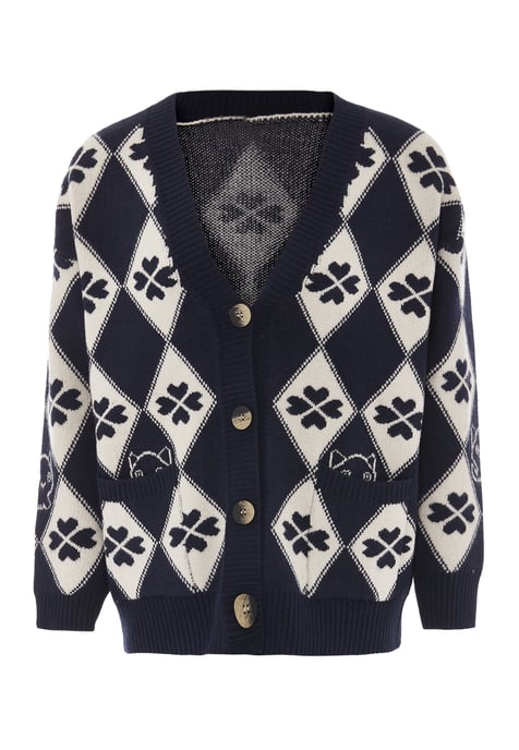 Mymo Vest vrouwen marine wol wit - Image 1