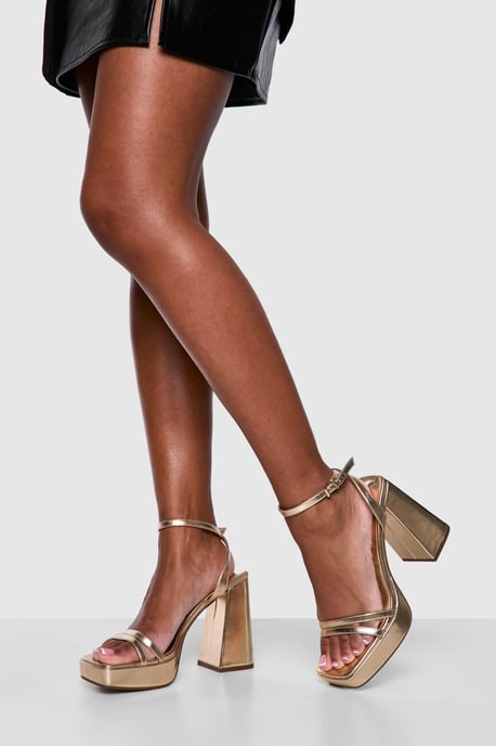 Wide Fit Multi Strap High Platform Two Part Heels - Image 1