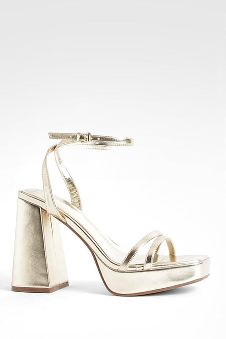Wide Fit Multi Strap High Platform Two Part Heels - Image 3