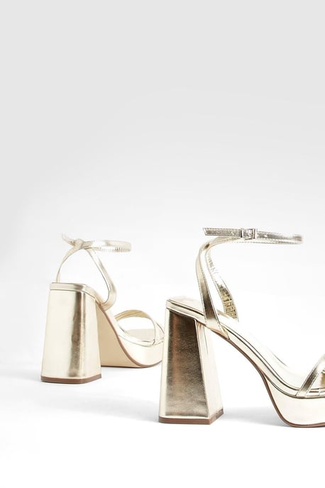 Wide Fit Multi Strap High Platform Two Part Heels - Image 4