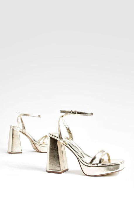 Wide Fit Multi Strap High Platform Two Part Heels - Image 6