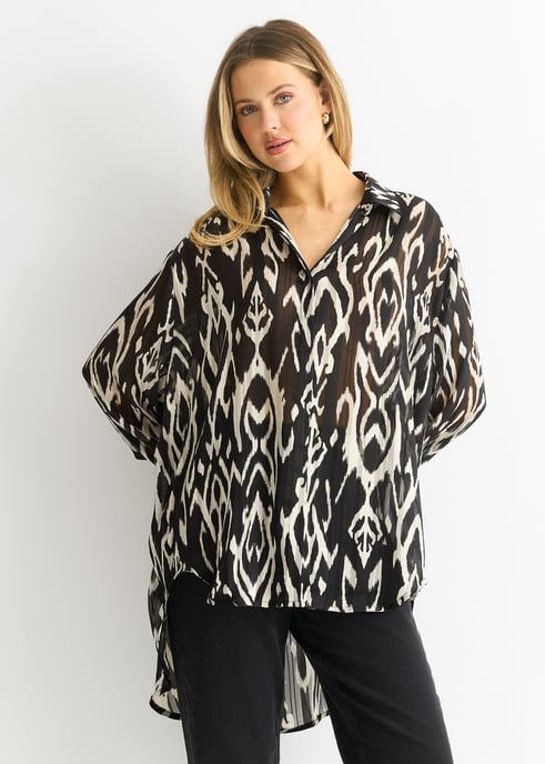 Mono Abstract Print Oversized shirt - Image 2