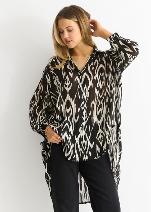 Mono Abstract Print Oversized shirt - Image 3