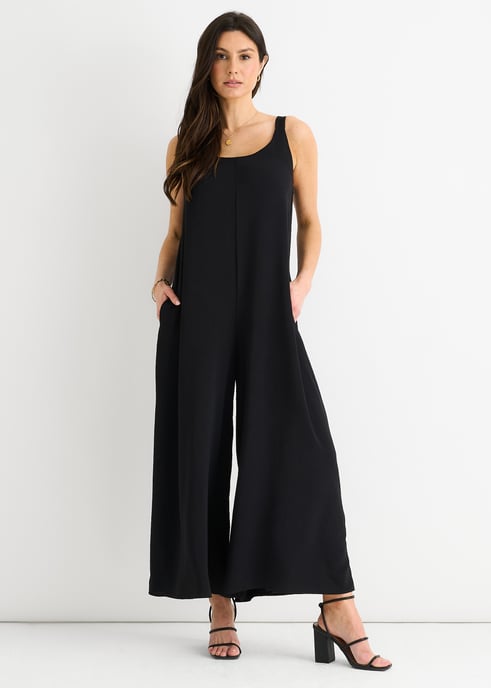 Black Air Flow Strappy Wide leg Jumpsuit - Image 1