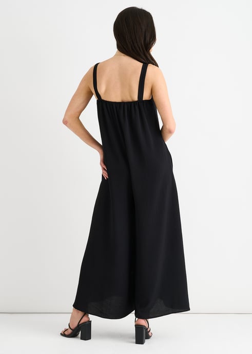 Black Air Flow Strappy Wide leg Jumpsuit - Image 4