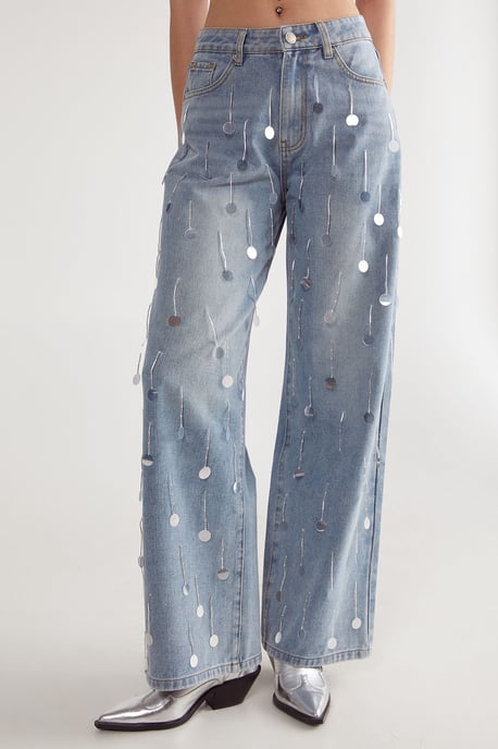 Bead Embellished Denim Jean - Image 3