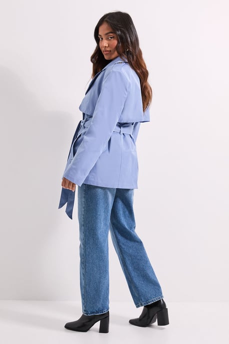 Petite Double Breasted Belted Trench Coat - Image 3