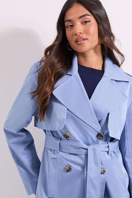 Petite Double Breasted Belted Trench Coat - Image 4