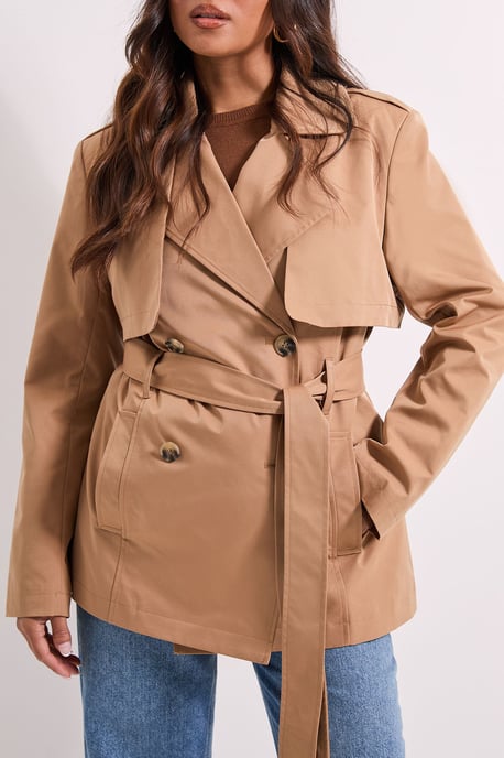 Petite Double Breasted Belted Trench Coat - Image 4